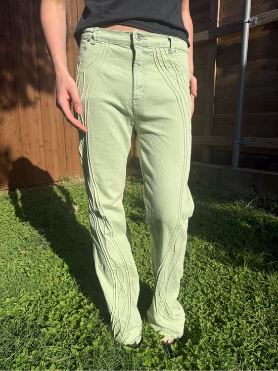 BrazilRoxx Denim - Women’s Light Green Boot Cut Jeans with Sculpted Seams